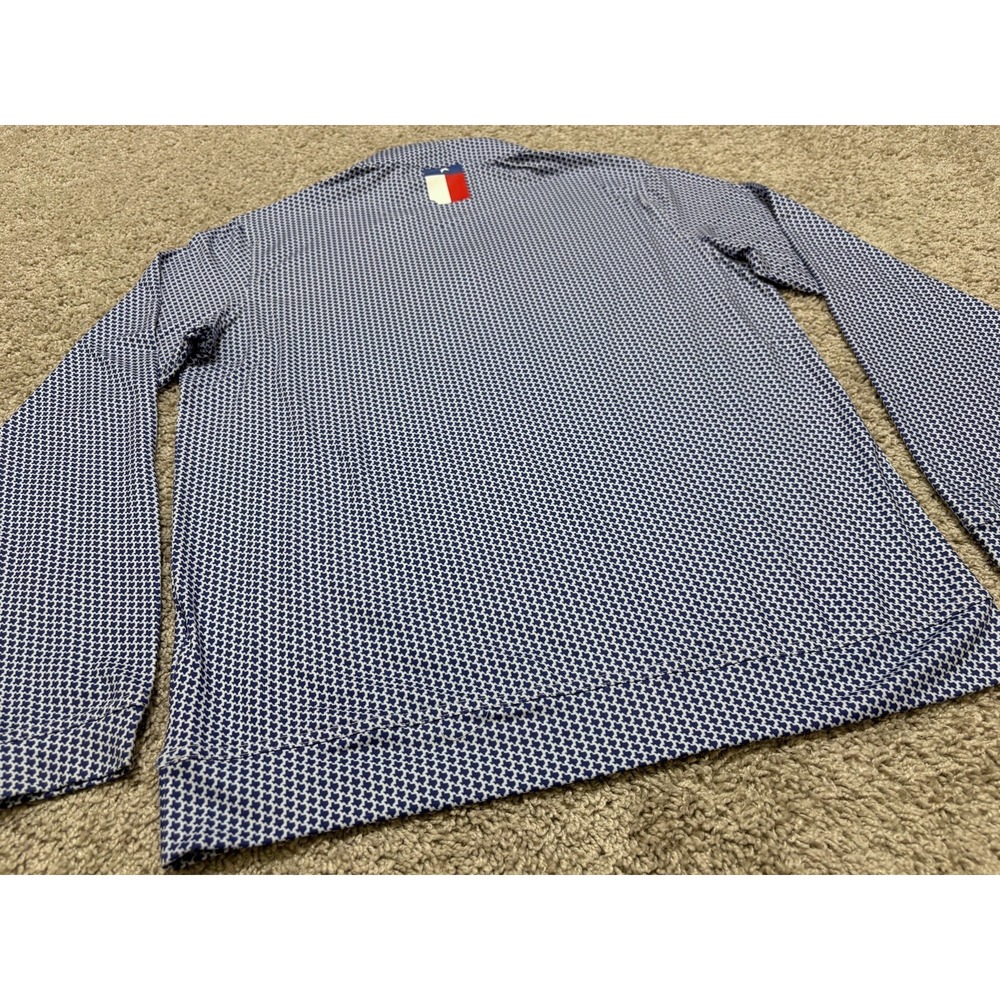 Rhoback 1/4 Q-Zip Performance Pullover Dont Mess Texas AOP Blue White Mens Small - Picture 12 of 16